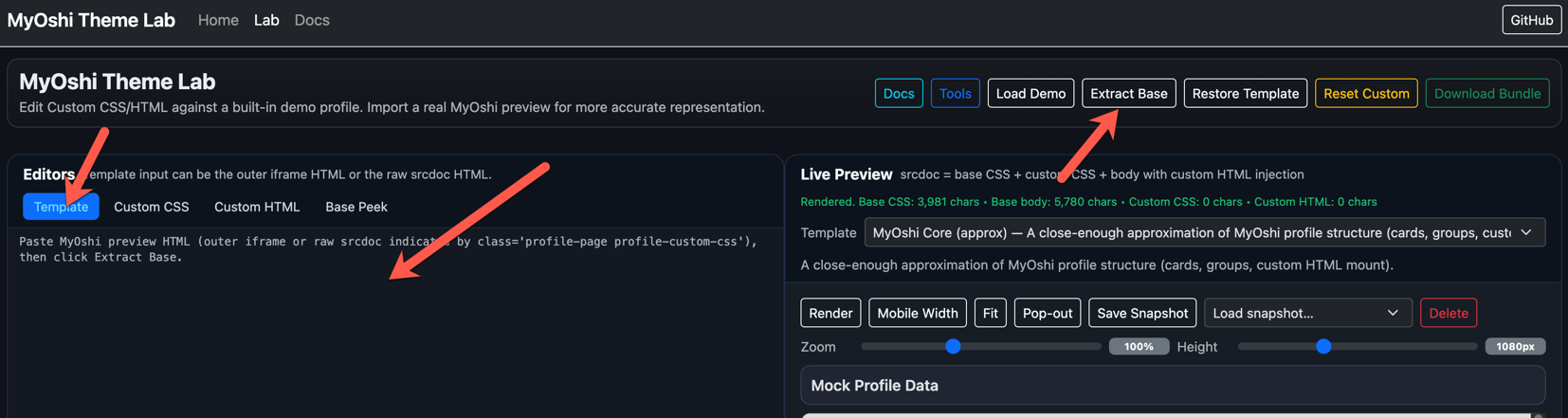 Extract Base button in the Labs Editor